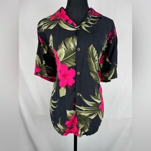 Favant Floral Hawaiian Button Front Blouse